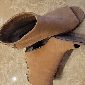 *Sanctuary Tan Suede Open-toe Ankle Booties,  6.5